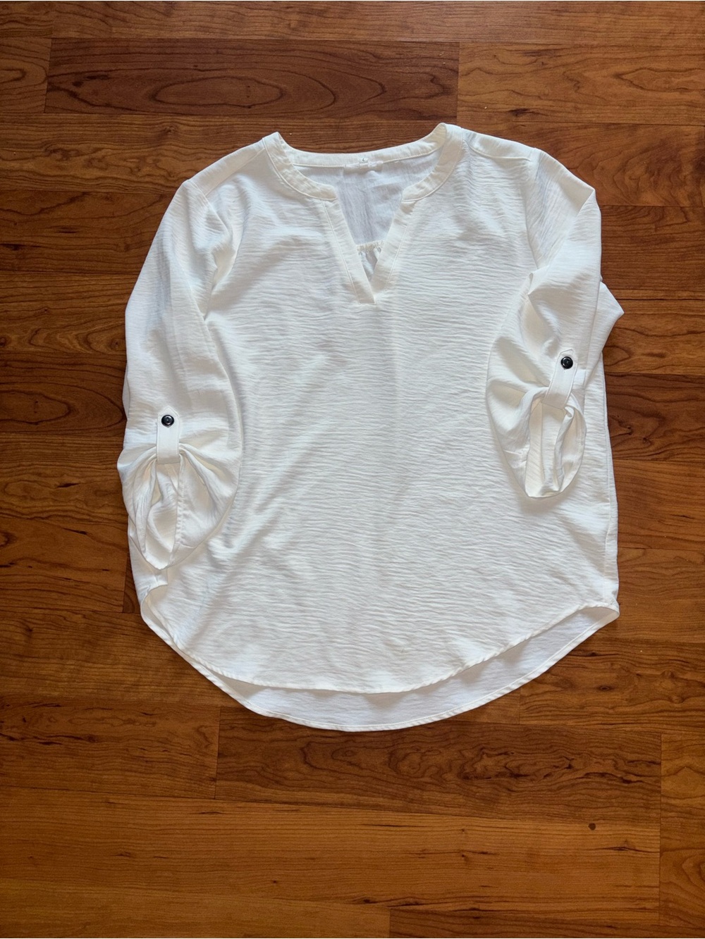 Maurices Roll-Sleeve Split-Neck Blouse Sz L